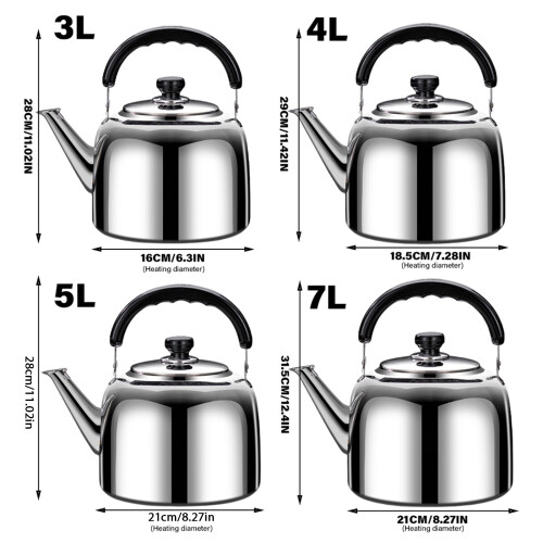 Silver Whistling Teas Kettle for Easy Pouring Stainless-3L 1