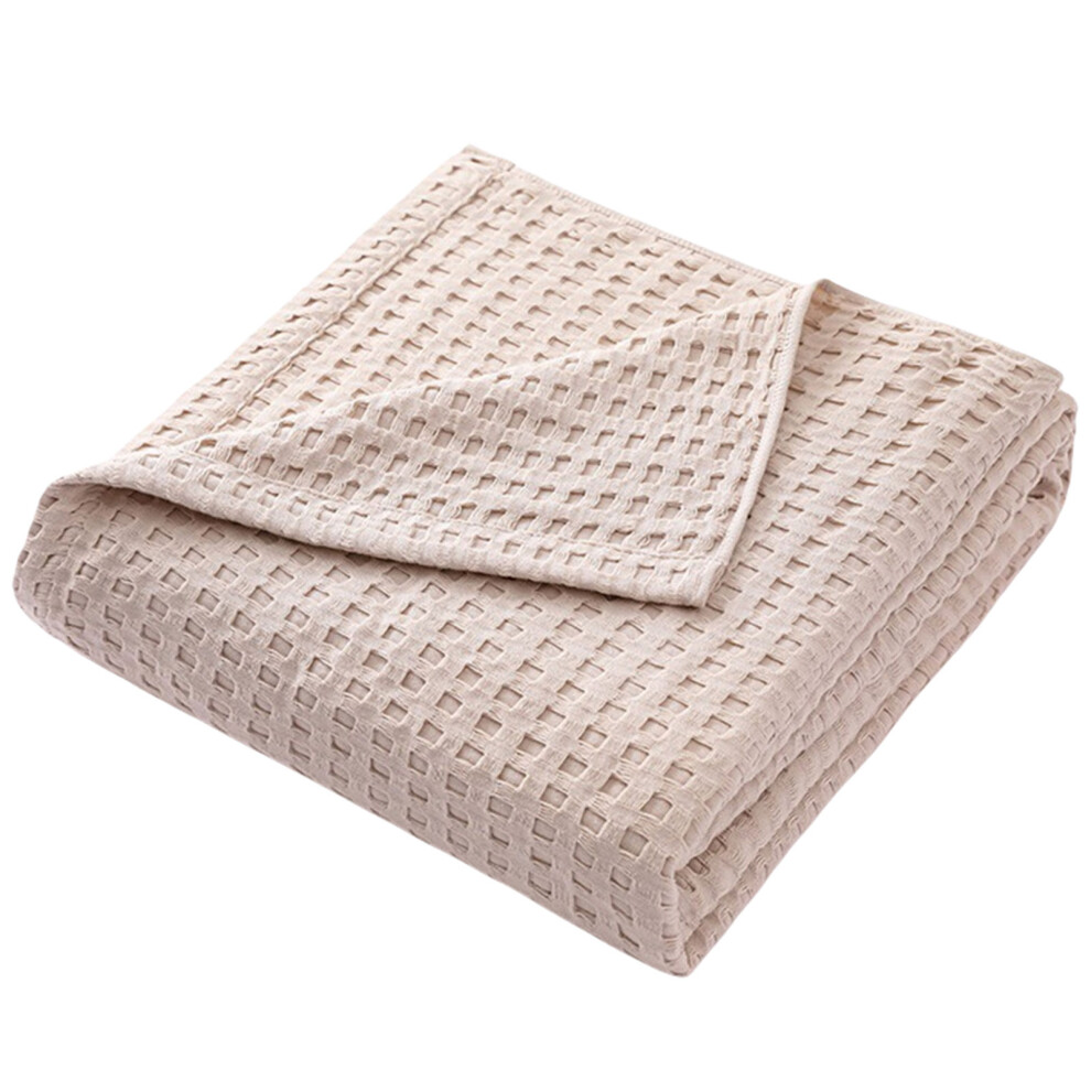 Stylish Waffles Throw Blanket for Cool Summer-khaki