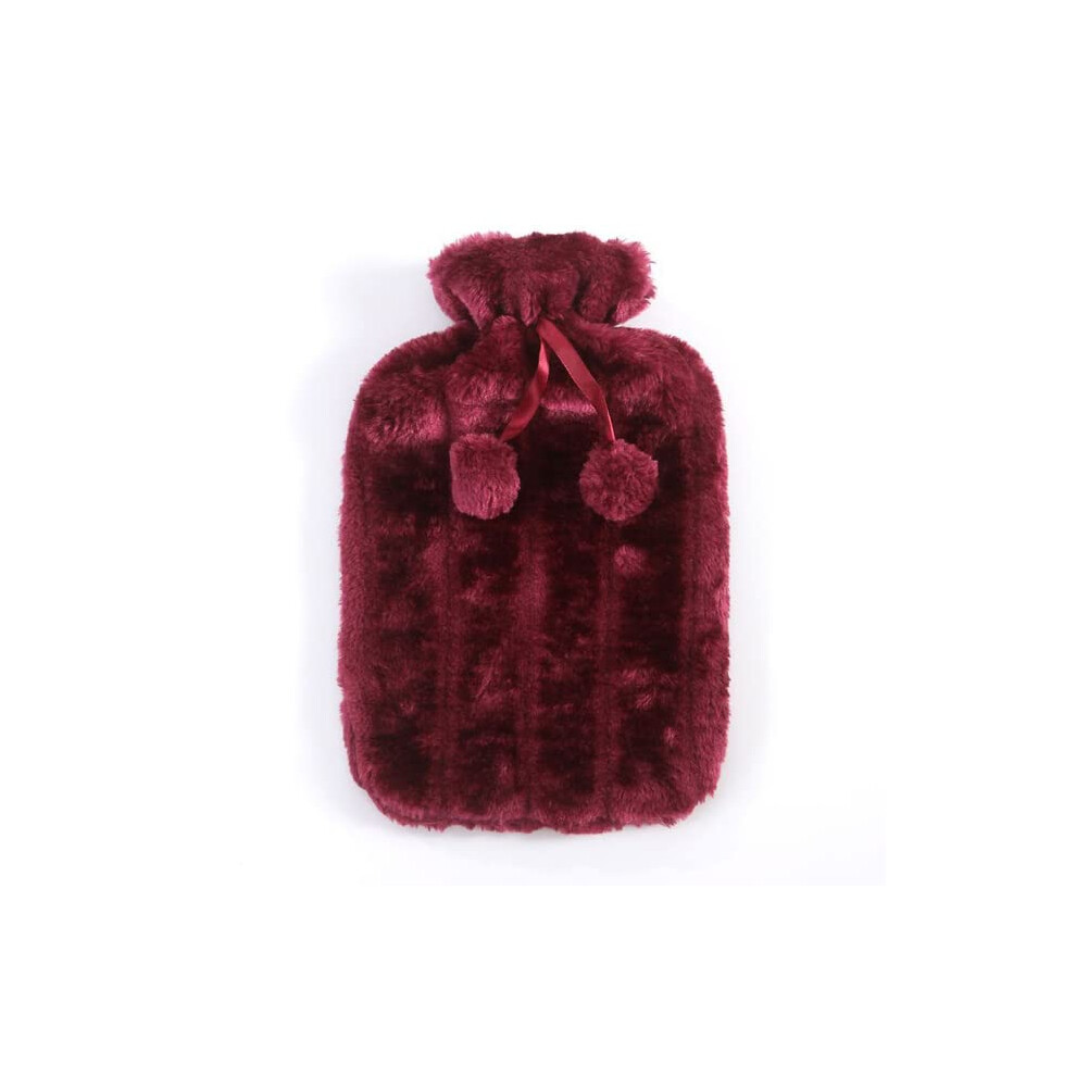 2L Winter Protective Case Removable Plush Hot Water Bottle Cover Faux Fur Fleece Rose Red Heat Preservation Cold Proof