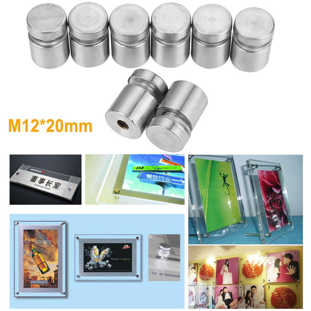 20Pcs Stainless Steel M12x20mm Glass Standoff Mounting Bolts & Pins 9461362755457