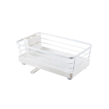 Organizador de bancada de cozinha versátil, com design de drenagem automática, escorredor de pratos em aço inoxidável e porta-talheres incluso