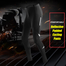 Men's Reflective Gel Padded Cycle Tights Leggings, Breathable, 2XL