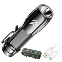 (B, black) LED Flashlight High Lumens Waterproof USB Charging Lightweight Portable Powerful Emergency Flashlight