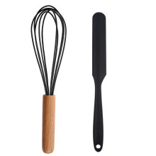 Silikon-Schneebesen, Holzgriff, hitzebeständige Antihaftbeschichtung, ergonomisches Design, robuste Edelstahldrähte, schützt Ihr Kochgeschirr und