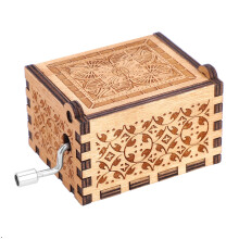 Holz-Kunsthandwerk-Handkurbel-Musikbox, klassisches Geschenk zum Geburtstag, 6,5*5,3*4 cm