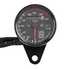 Black Motorcycle Digital Odometer & Speedometer Tachometer with LED Indicator