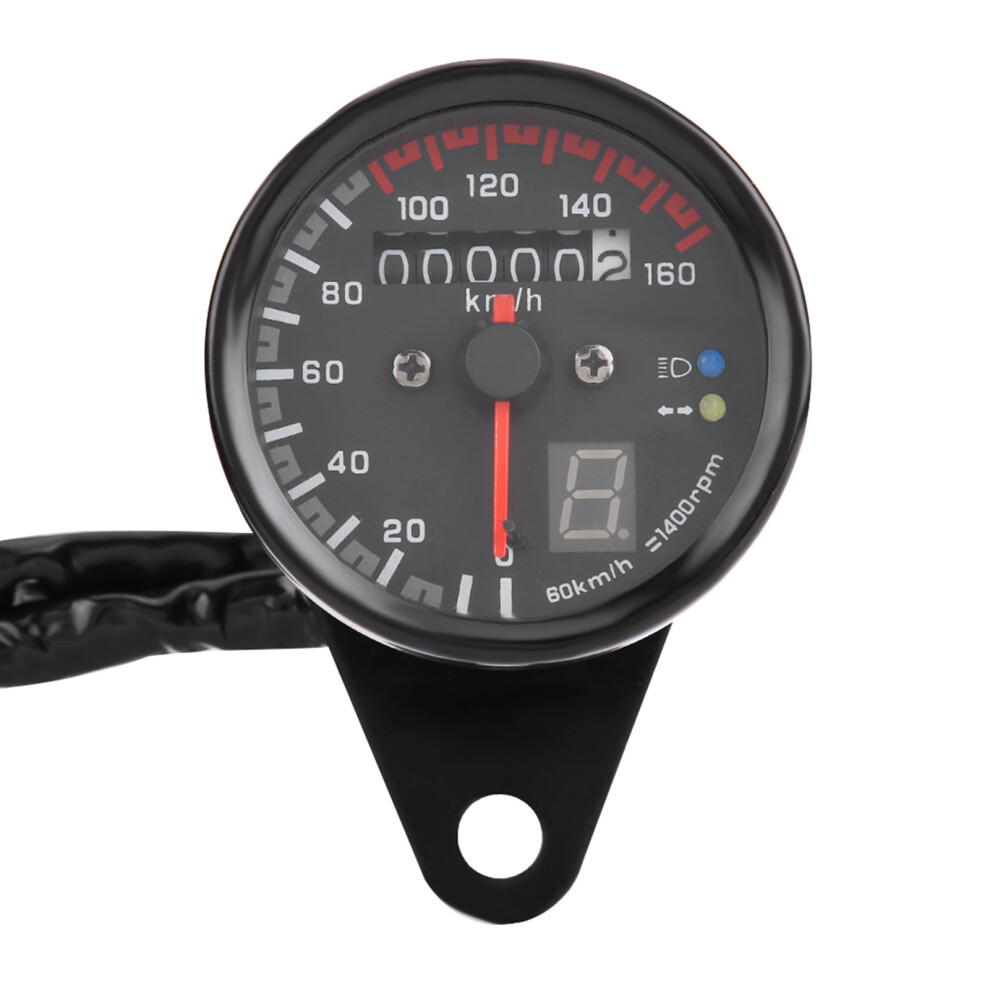 Motorcycle Digital Odometer & Speedometer Tachometer With Led Indicator Black 6911362759434