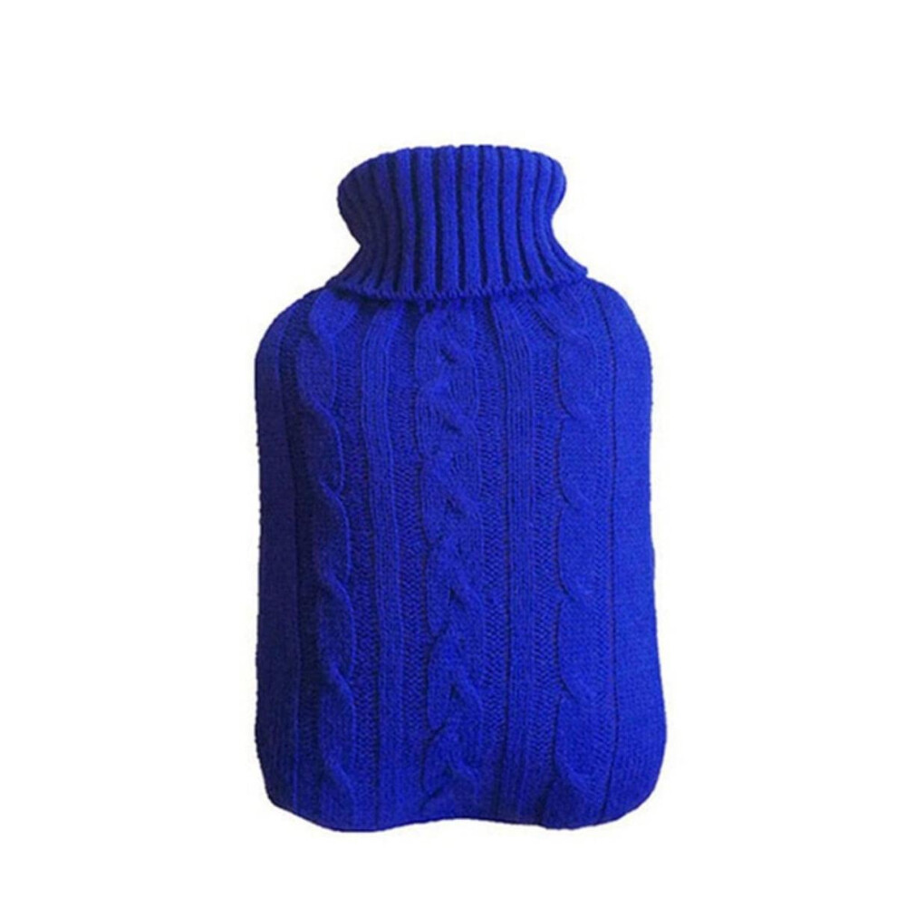 Coral/Blue Hot Water Bottle Cover Fleece 2L Capacity Knitted Winter