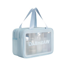 Large Capacity Cosmetic Bag Travel Makeup Bag Clear-Blue M