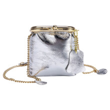 Multi Compartment Crossbody Wallet Adjustable Chain-Silver
