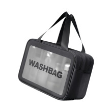 Clear Cosmetic Bag Handheld Makeup Bag Large Capacity-Black M