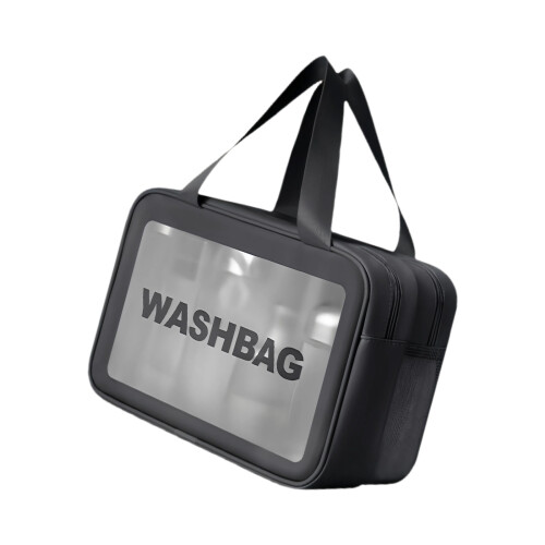 Clear Cosmetic Bag Handheld Makeup Bag Large Capacity-Black M