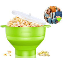 Mikrowellen-Popcornmaschine, Silikonform mit integrierten Messlinien, faltbare Schüssel für platzsparende Zubereitung, BPA- und PVC-freier,