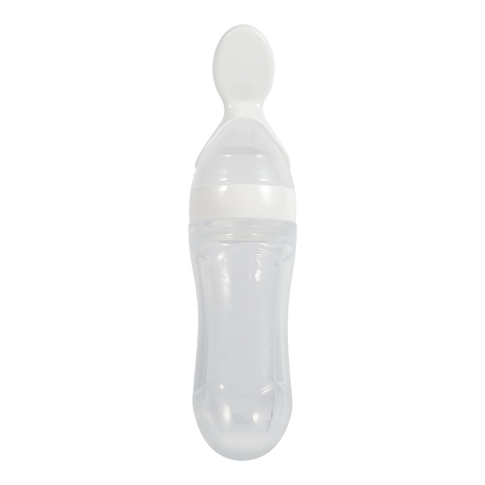 Baby Squeeze Feeder with Spoon, Easy to Carry Silicone Feeding Bottle for Ergonomic Spoon Feeder Use, Soft and Elastic Food Grade Material Dispenser f