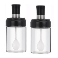 Gewürzbox für die Küche, ergonomisches Design, transparente Aufbewahrungsbehälter aus hochwertigem Klarglas und lebensmittelechtem Silikagel für