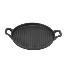 Reversible Cast Iron Griddle, Non Stick Surface Round Stovetop Grill Pan with Even Heat Distribution, Dual Handle Design for Secure Grip, Suitable for