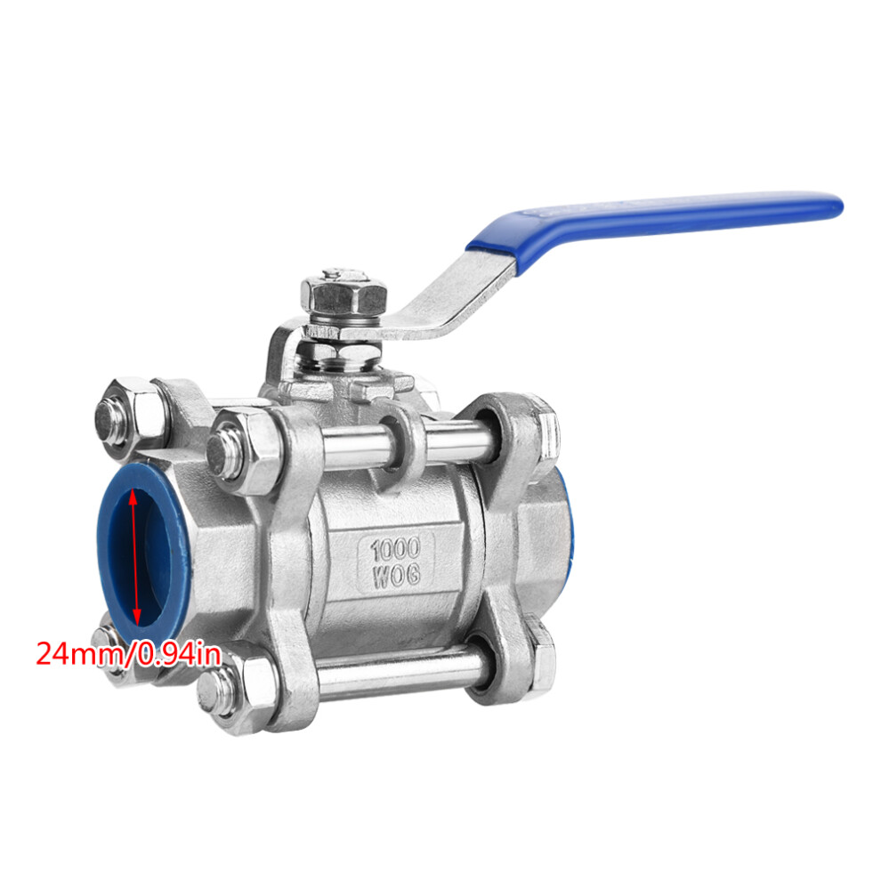 304 Stainless Steel 3-Piece Full Port 0.75" Npt Ball Valve 1000Wog 8301362761595