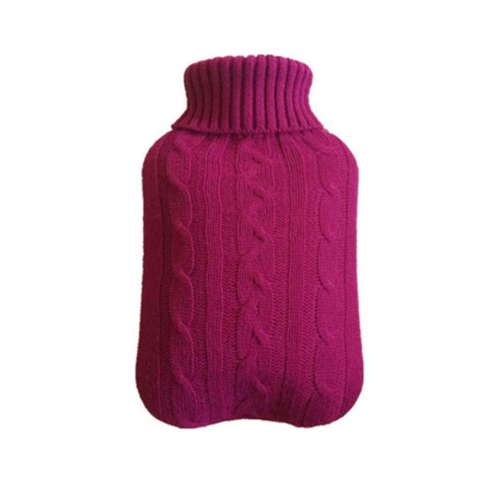Red 2000Ml Explosionproof Hot Water Bottle With Protective Warm Cover And Removable Knitted Cover Wine
