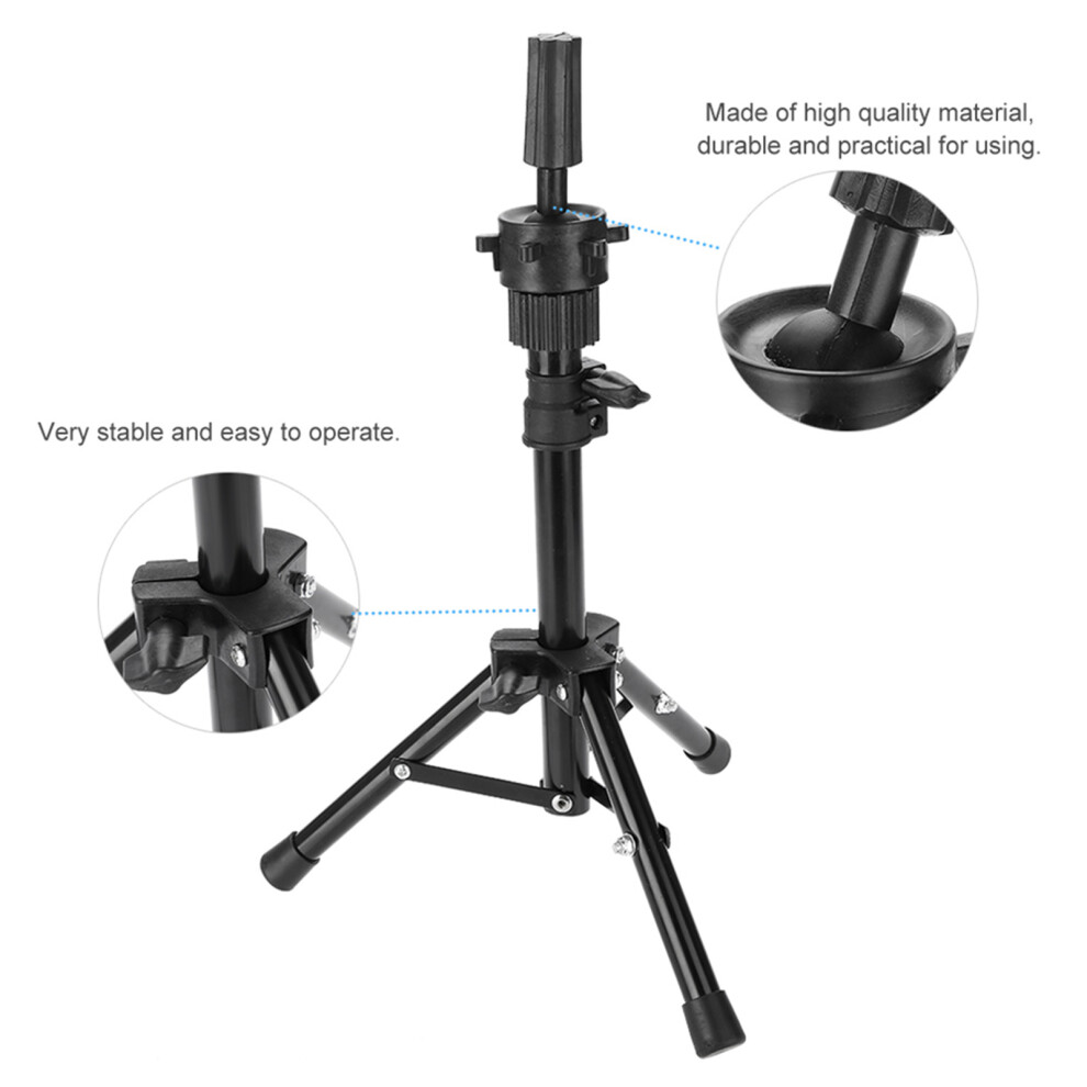 Unisex Black Mannequin Head Holder Tripod Stand For Hairdressing Practice Salon Model