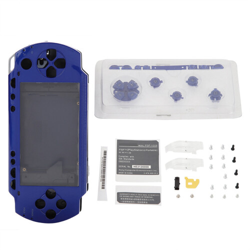 PSP 1000 Blue Shell Cover Replacement Kit with Buttons - Full Housing 1