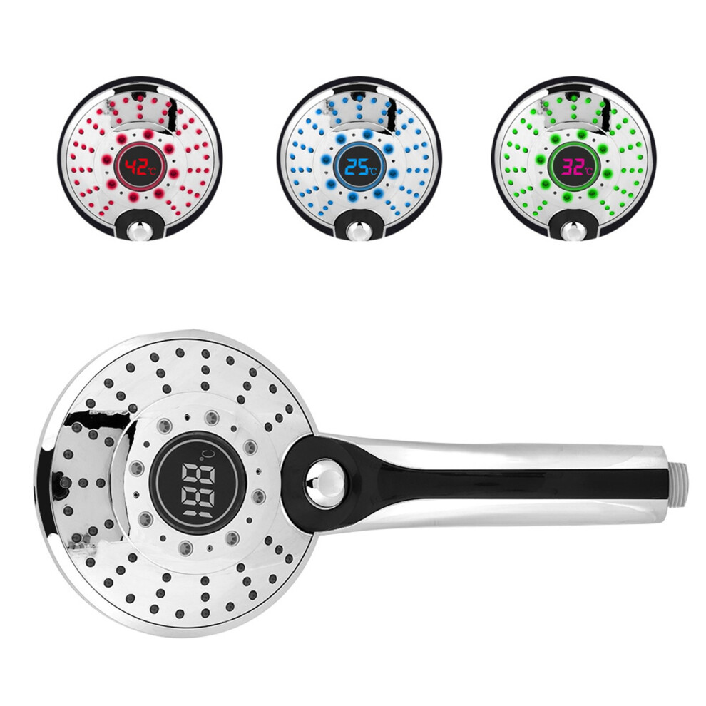 Led Light 3-Mode Shower Head With Digital Temp Display & Easy Connect 4141362763113