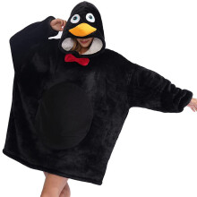 Der coole und bequeme Fleece-Oversize-Hoodie mit Deckenform – Schwarz