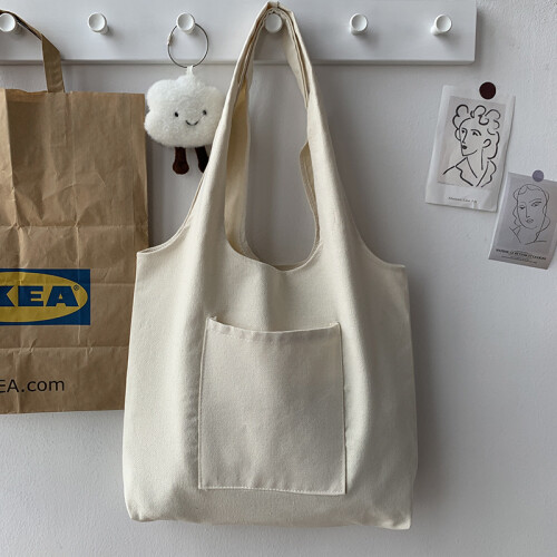 Einkaufstasche aus Baumwoll-Canvas, Schultertasche, wiederverwendbar 2
