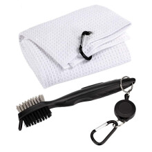 Conjunto de limpeza para golfe com toalha de gancho requintada, produto em promoção, escova para limpeza de tacos
