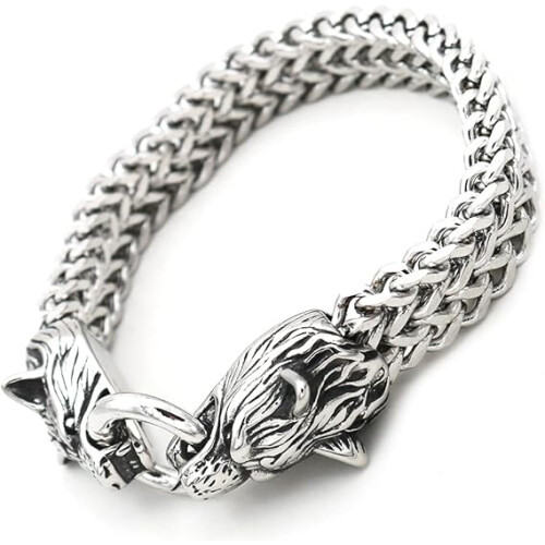 Βραχιόλι Viking Wolf Head για άνδρες από ανοξείδωτο ατσάλι, αλυσίδα βασιλιά, σκανδι 1