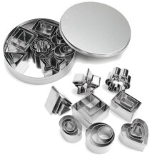 24-teiliges Keksform-Set aus Metall mit gemischten Mustern: Quadrat, Herz, Dreieck – DIY-Formen