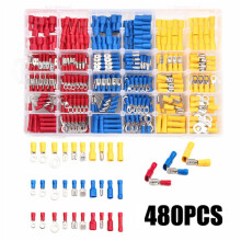 Scatola di assortimento di 480 connettori elettrici a crimpare singoli con scatola di immagazzinaggio