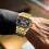 Relógio de quartzo dourado militar à prova d'água de 47 mm 4