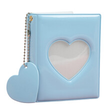 3Inch Mini Photo Album with Heart Cutout and 32 Pocket-Blue