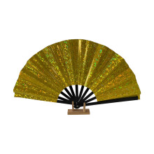 Large Folding Hand Fan Glitters Foldable-Yellow Black fan frame