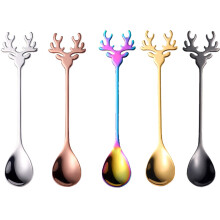 Elegante Kaffeelöffel mit Elchmotiv, hochwertiges Edelstahlbesteck für Weihnachtsfeiern