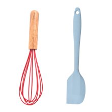 Schneebesen-Set, komfortabler Holzgriff, hitzebeständige, silikonbeschichtete Drähte, spülmaschinenfest, leicht zu reinigende Ballonform zum