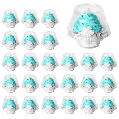 Κομψά διαφανή δοχεία για cupcakes, θήκες μιας χρήσης για cupcakes με πλαστικό χωρίς BPA, 2