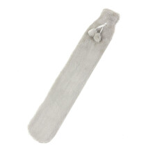 2l Hand Warmer Extra Long Hot Water Bottle With Faux Fur Cover Removable Hand And Feet Warmer Gray Plush