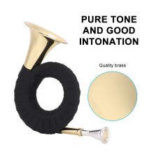 Mini Brass Bb Hunting Horn Instrument Set, Golden, 15x17x7.5cm