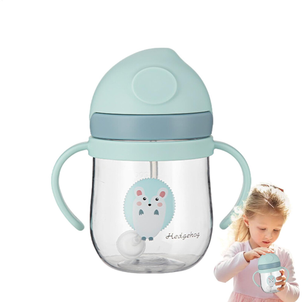Toddler Straw Cup 250Ml Sippy Cup With Handle Silicone Weighted Straw Unisex Green