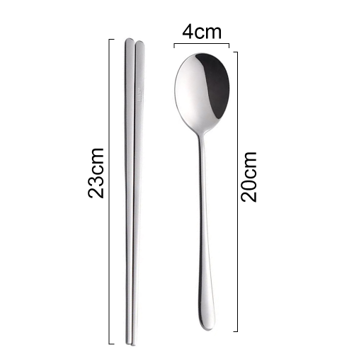 Ανθεκτικά κορεάτικα chopsticks και κουτάλια, γυαλισμένο ανοξείδωτο ατσάλι με 1