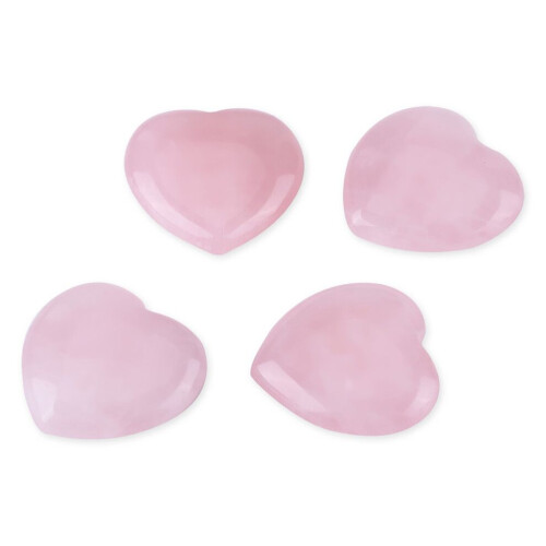 4 pièces de cristal rose en forme de cœur sculpté