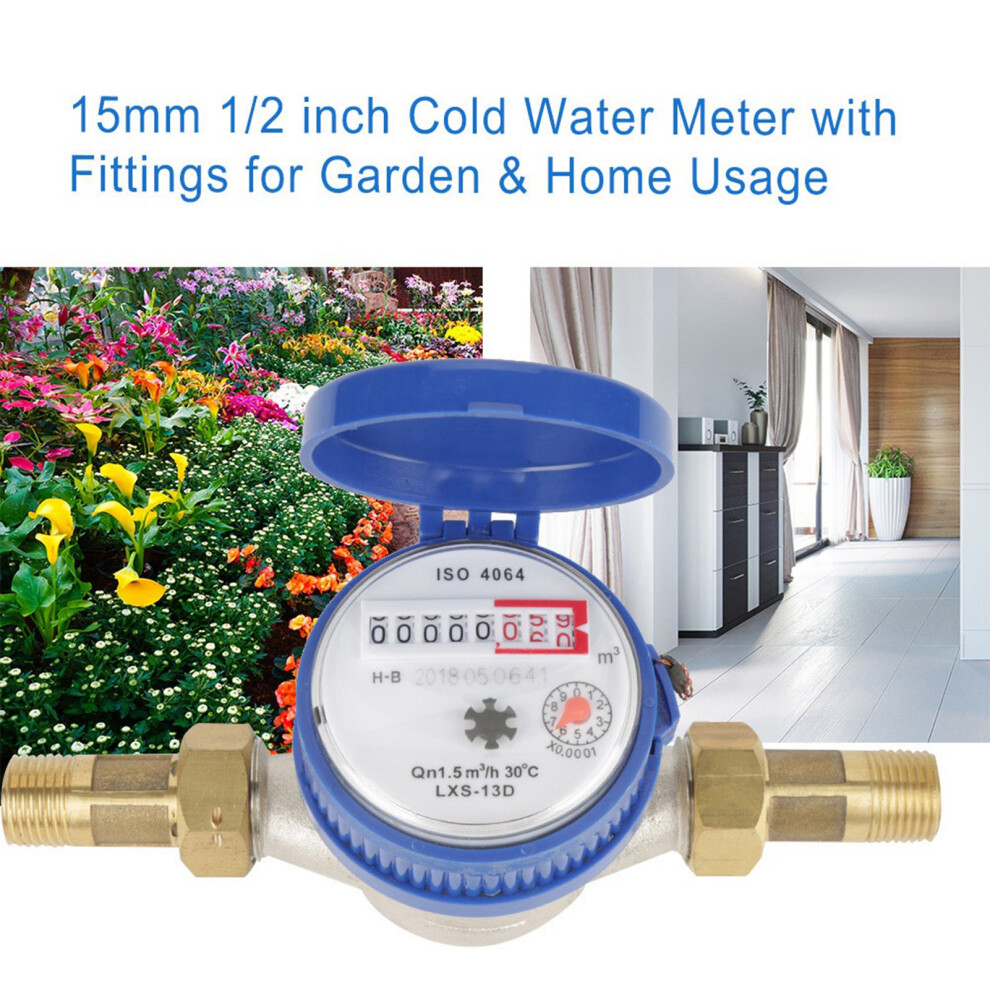 Garden & Home 15Mm Cold Water Meter With Durable Fittings Easy Read 7601362767056