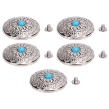 5 Sets Schraubknopf Silber Blume Blau