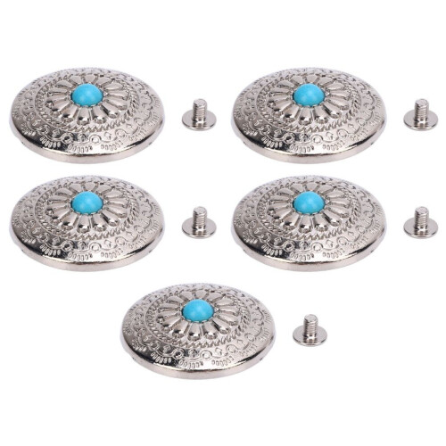 5 Sets Schraubknopf Silber Blume Blau