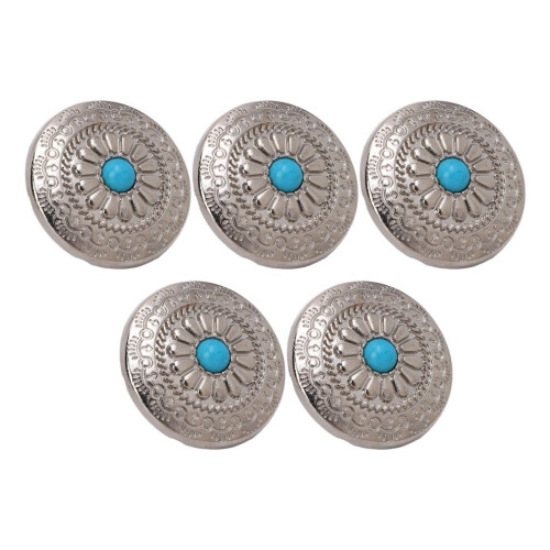 5 Sets Schraubknopf Silber Blume Blau 2