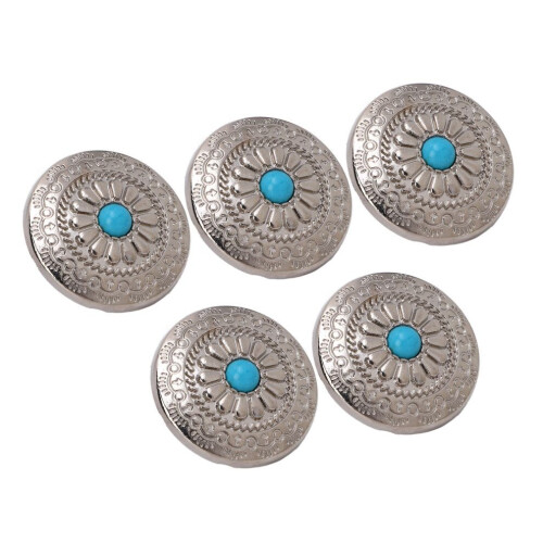 5 Sets Schraubknopf Silber Blume Blau 1