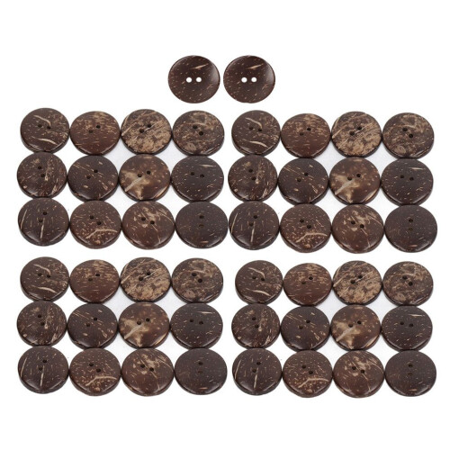 50 botones de madera redondos con textura de coco doble