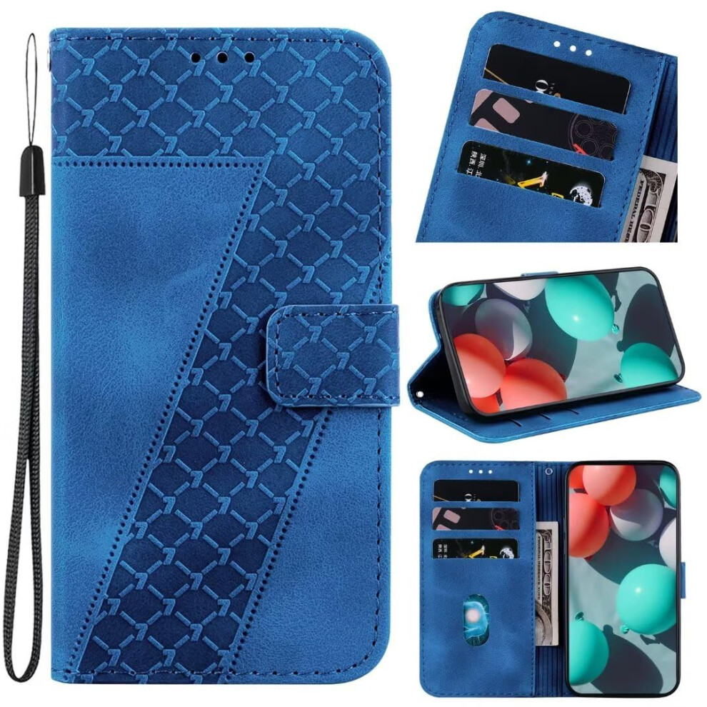 Shockproof Pu Leather Embossed Flower Kickstand Flip Folio Wallet For Google Pixel 5A Blue 9067246859398