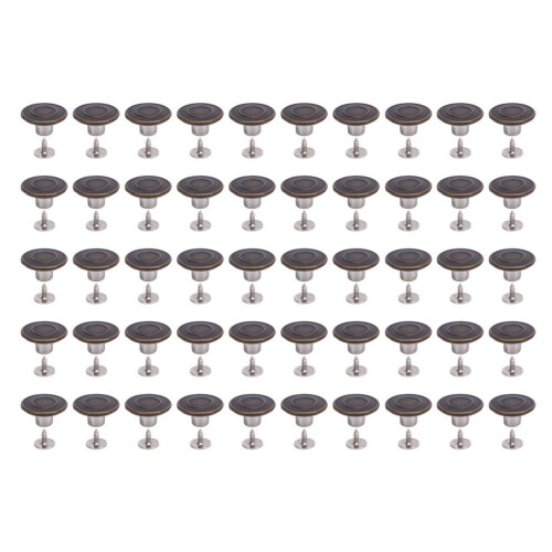 Set van 50 broekknopen, 17 mm rond, roestvrij staal